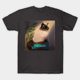 Stay Fabulous Cat Design T-Shirt